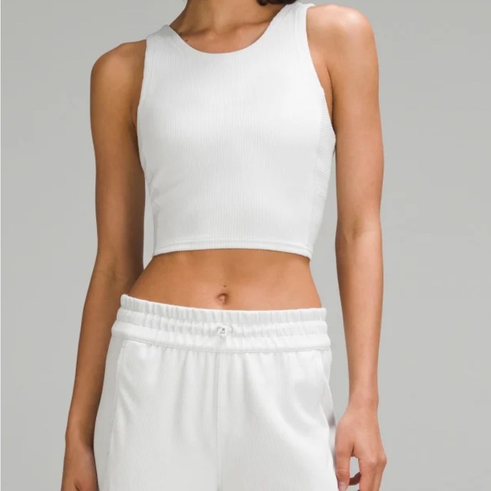 Ribbed Softstreme Cropped Tank Top 
- White (“Light Vapor”)